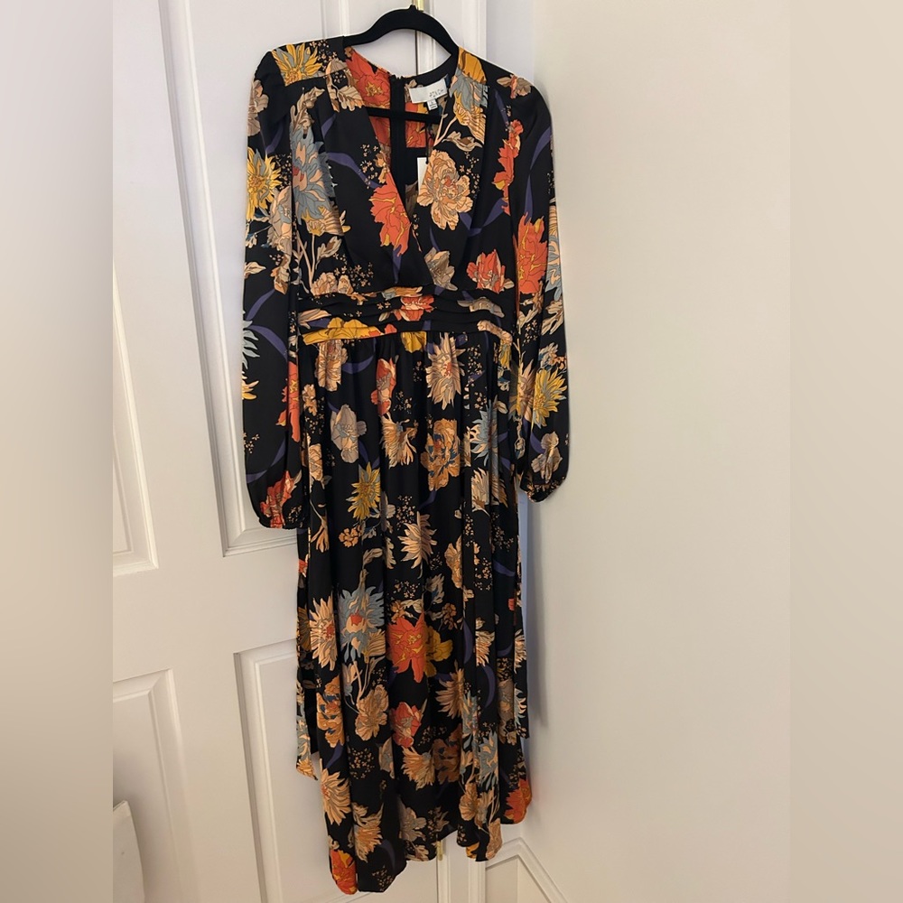 Pinch Long Black Floral Dress